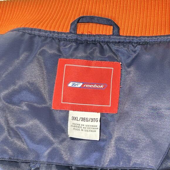 Vintage Denver Broncos Jacket Mens 3XL NFL Satin Bomber Reebok Blue Orange Snap - Picture 7 of 16